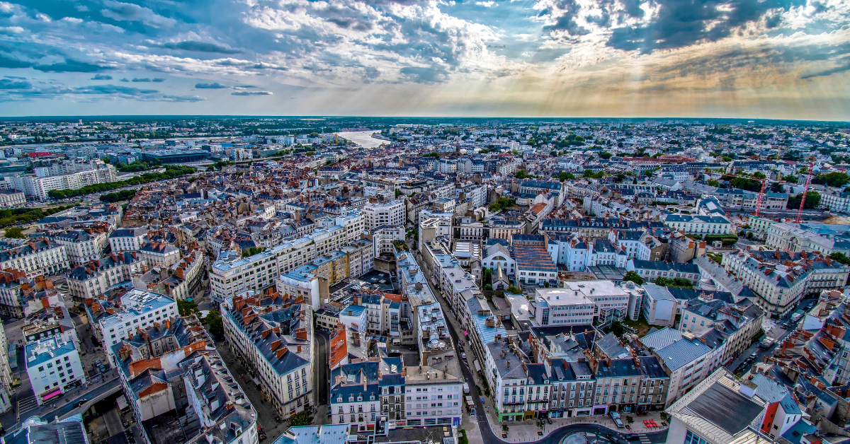 Birds eye view of Nantes